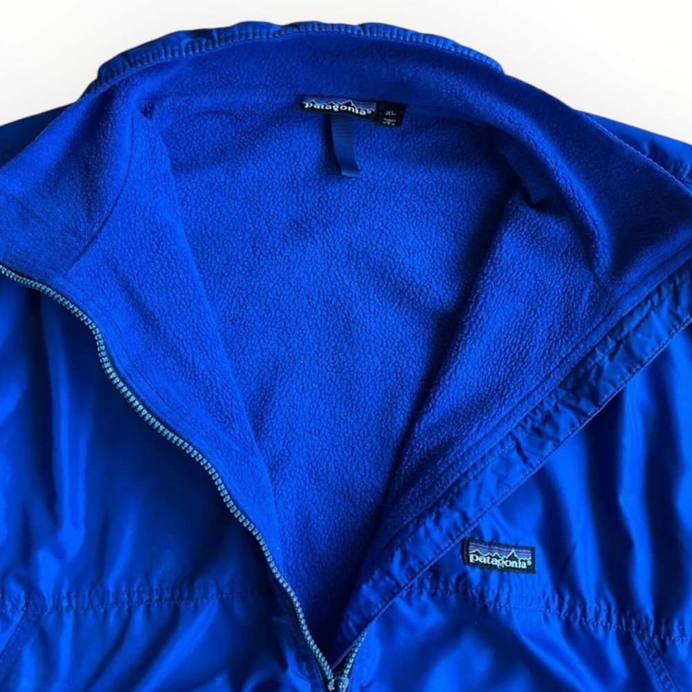 VTG 1980s Patagonia XL Nylon Fleece Lined Bomber Jacket Blue Made in USA READ - Picture 10 of 16